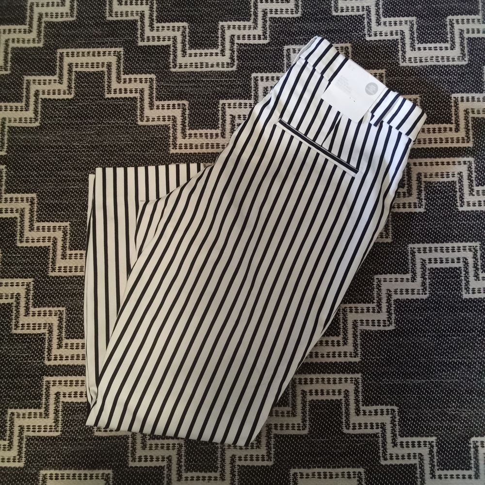 H&M Black and White Striped Trousers